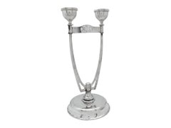 An Art Deco Silver Shabbat Candlesticks, Poland Circa 1920