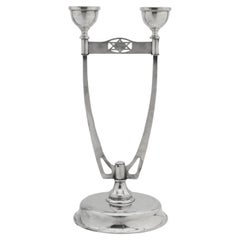 An Art Deco Silver Shabbat Candlesticks, Poland Circa 1920