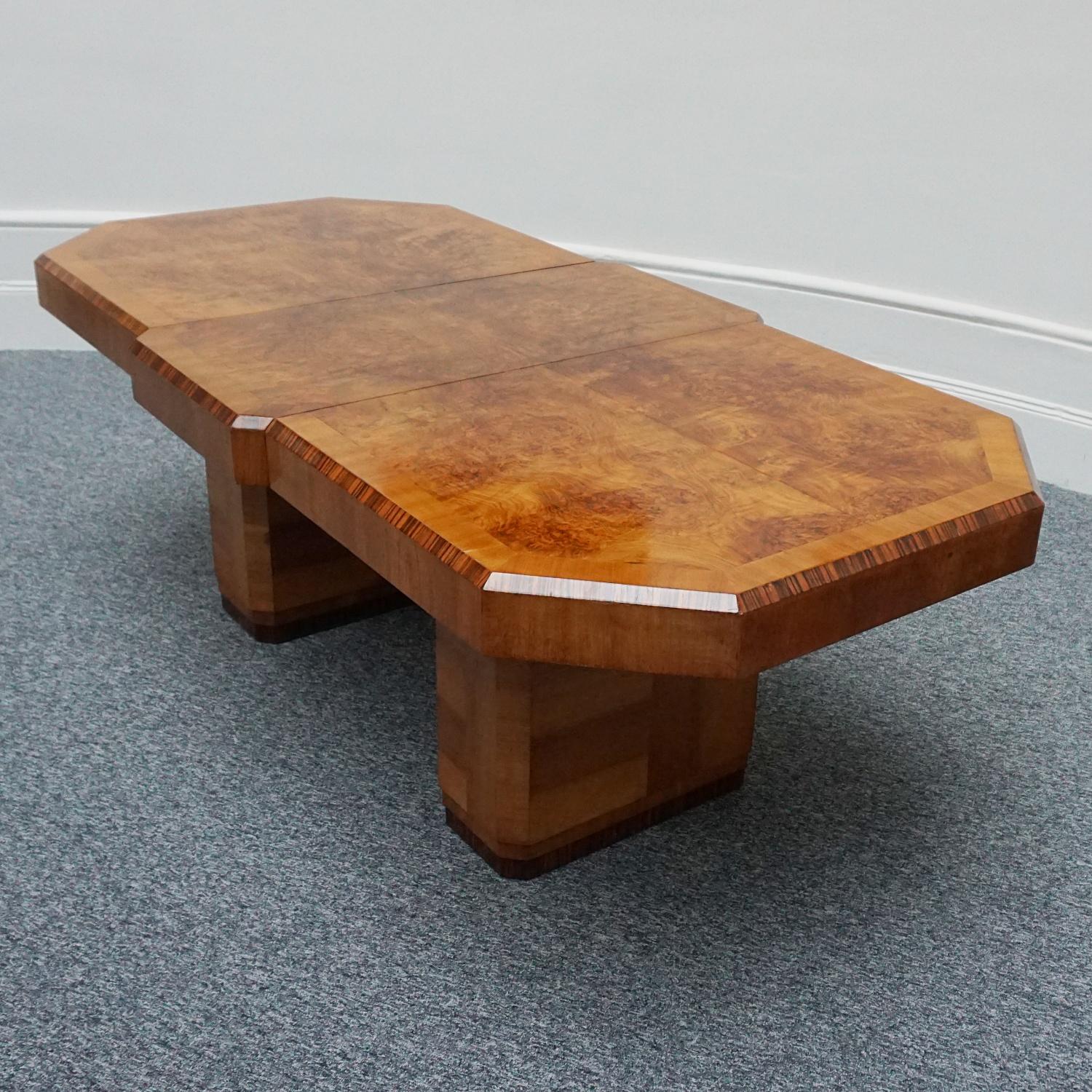 Art Deco Six Seat Extendable Burr Walnut Dining Suite, Circa 1935 9