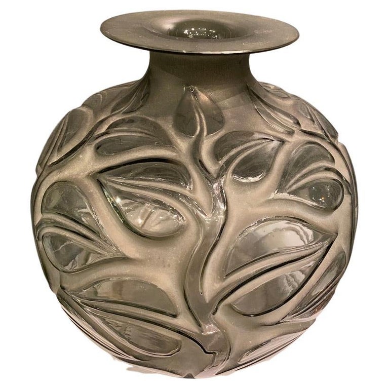 Art Deco Sophora Vase in Grey Glass by R.Lalique For Sale at 1stDibs
