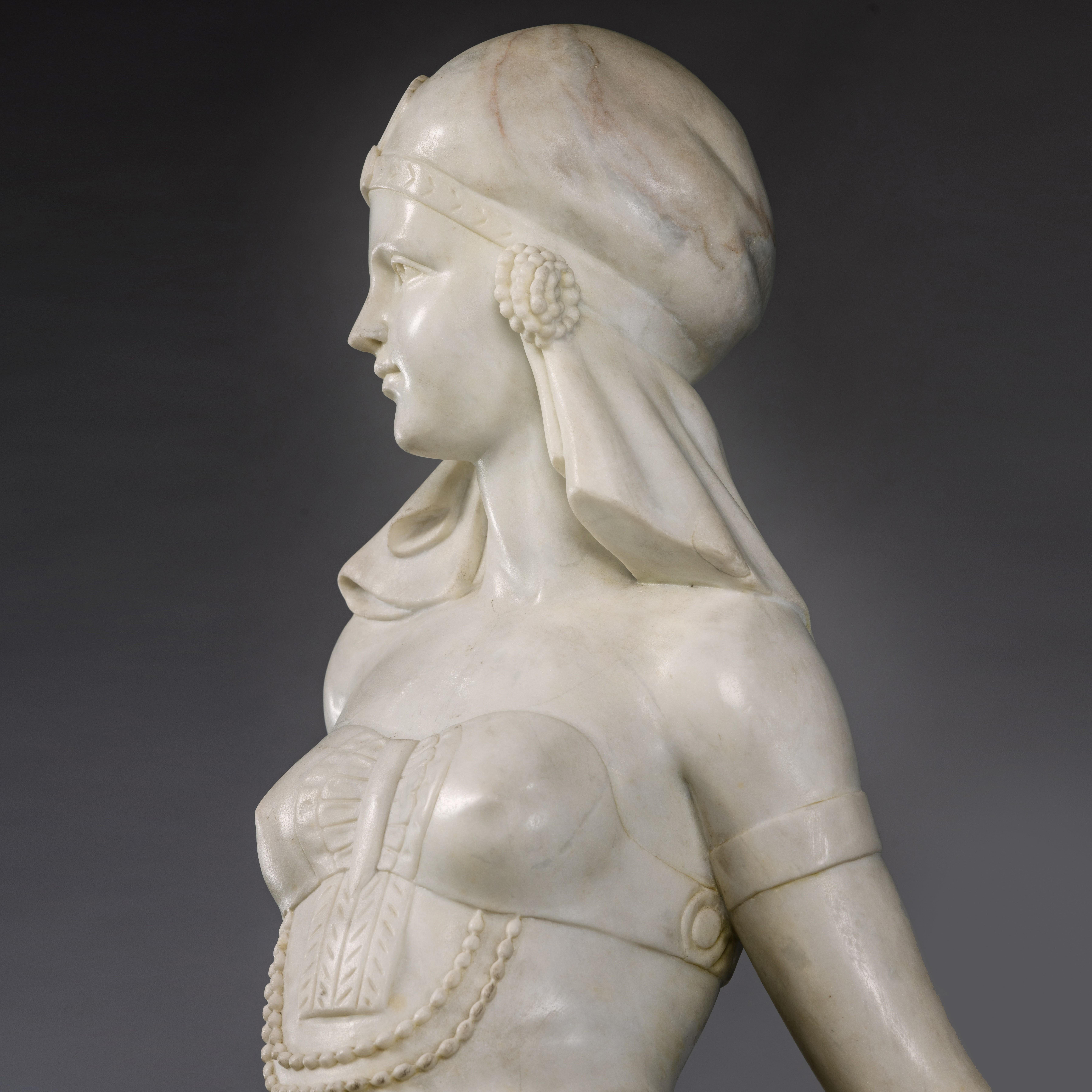 Art Deco Statuary Marble Figure of Cleopatra For Sale 5