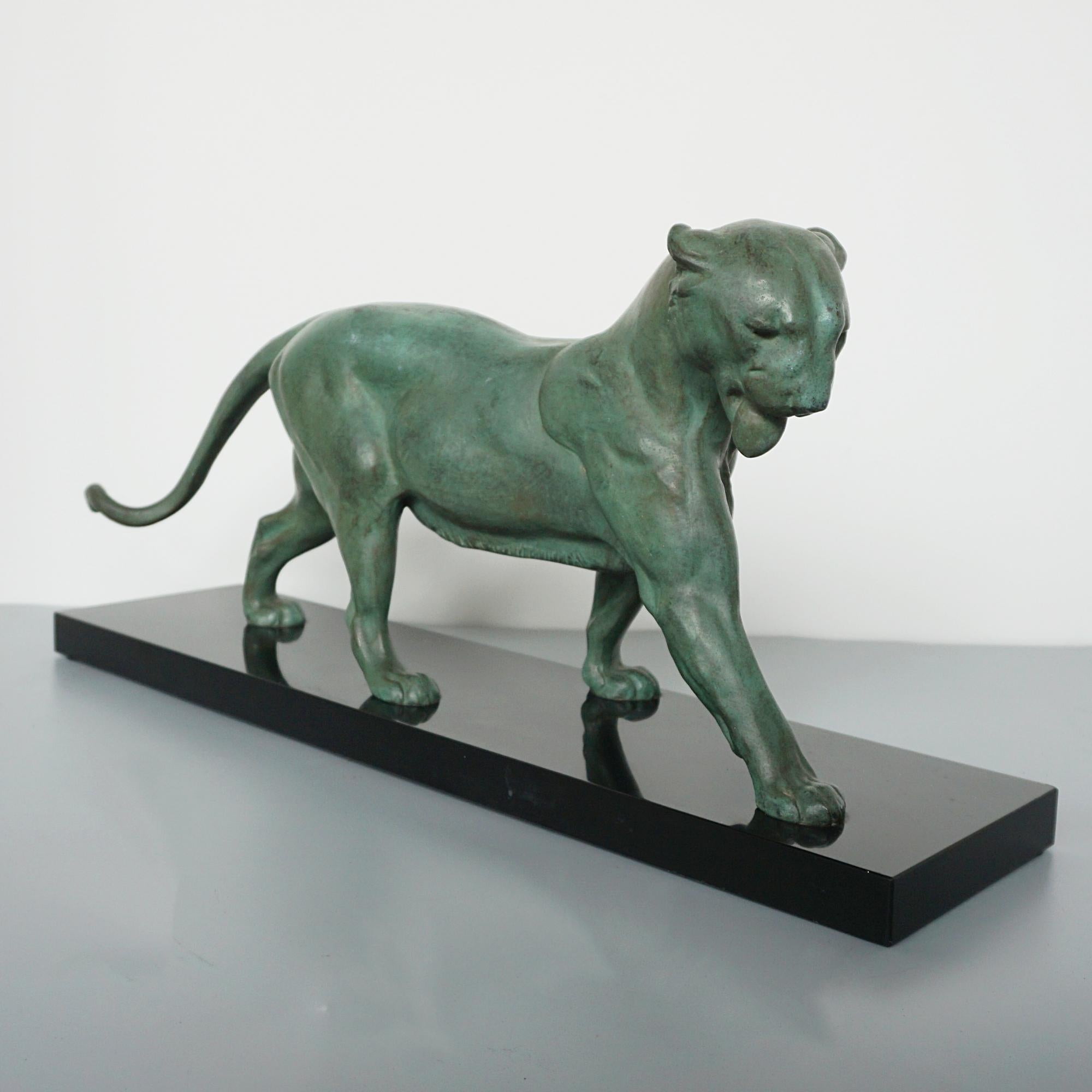 French An Art Deco Striding Panther by Plagnet