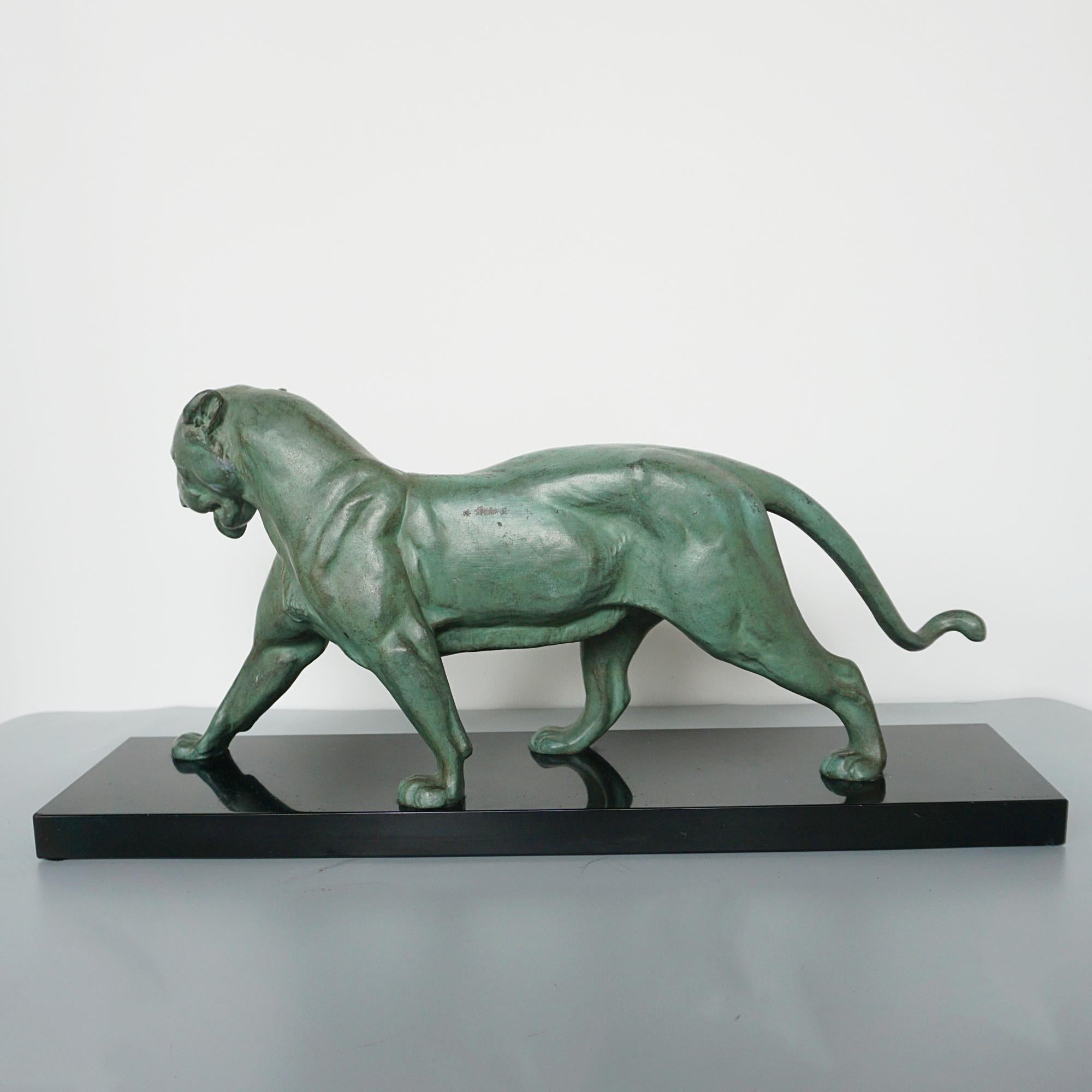 Spelter An Art Deco Striding Panther by Plagnet