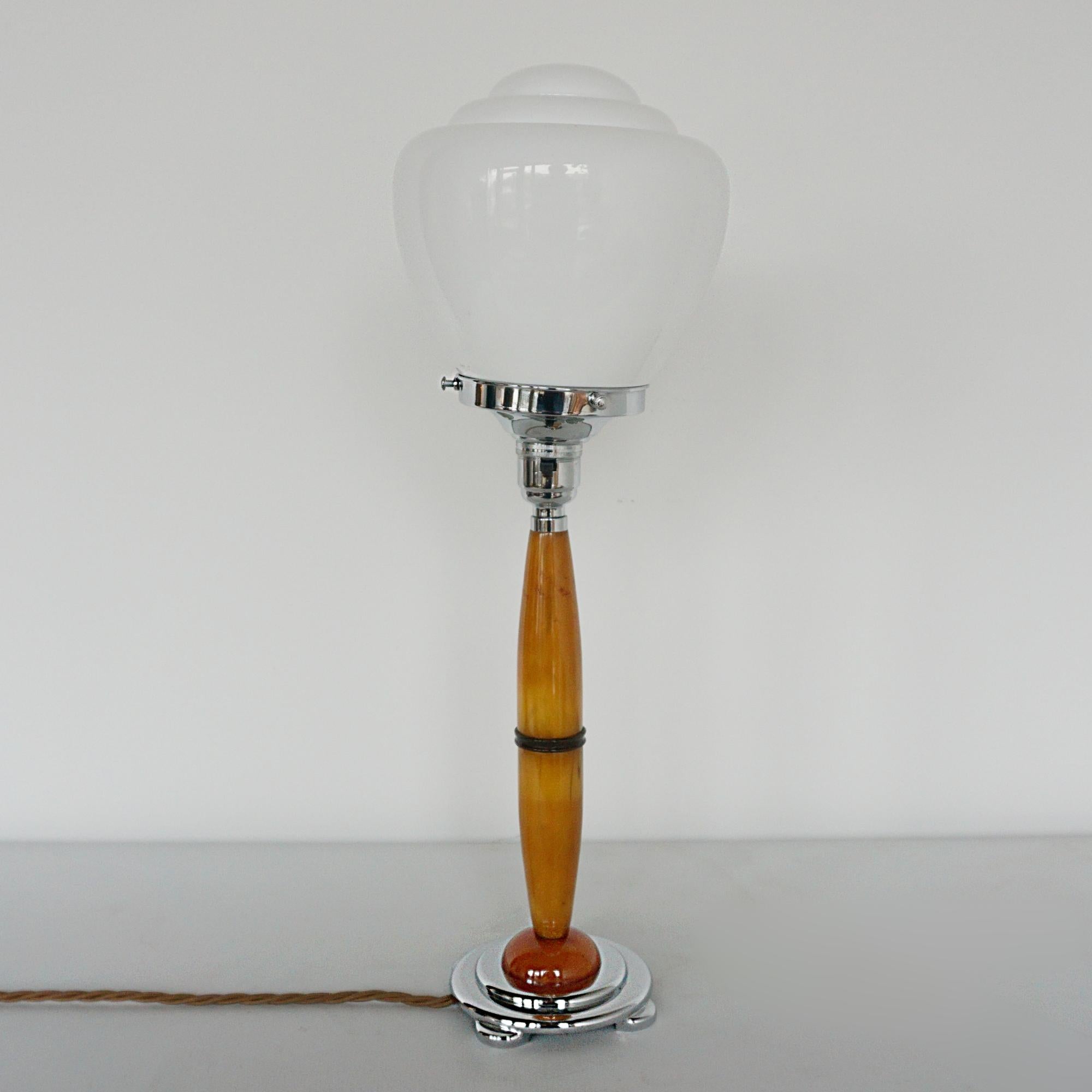 European An Art Deco Style Amber Bakelite Table Lamp