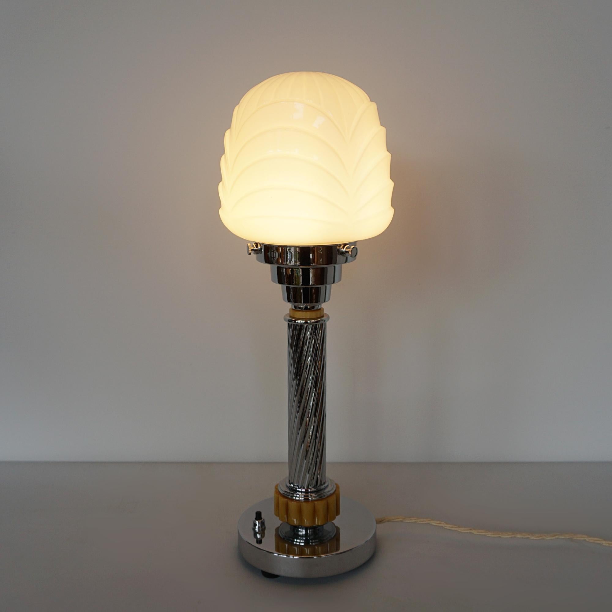 An Art Deco Style Chrome & Bakelite Dome Table Lamp 2