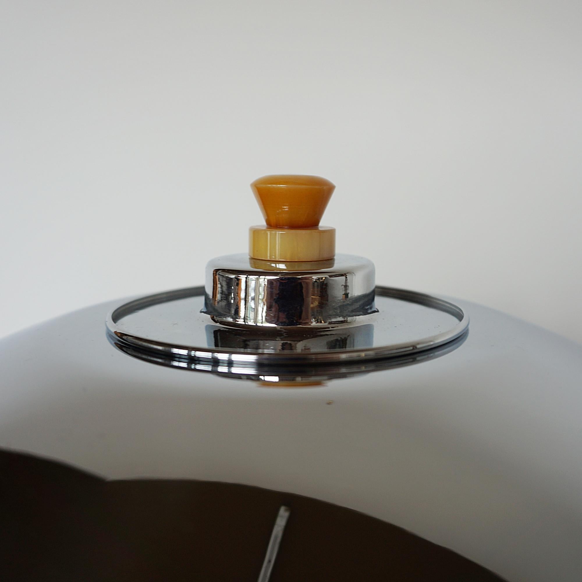 An Art Deco Style Chrome & Bakelite Dome Table Lamp 3