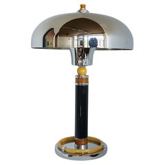 An Art Deco Style Chrome & Bakelite Dome Table Lamp
