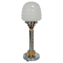 An Art Deco Style Chrome & Bakelite Dome Table Lamp