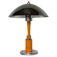 An Art Deco Style Chrome & Bakelite Dome Table Lamp