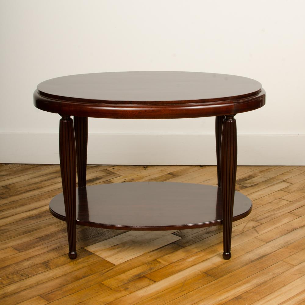 Art Deco Style Contemporary Table, Mahogany with Fluted Legs, American For Sale 1