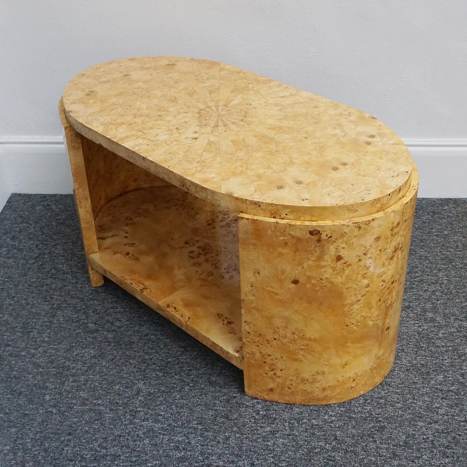 English Art Deco Style Karelian Birch Coffee / Centre Table