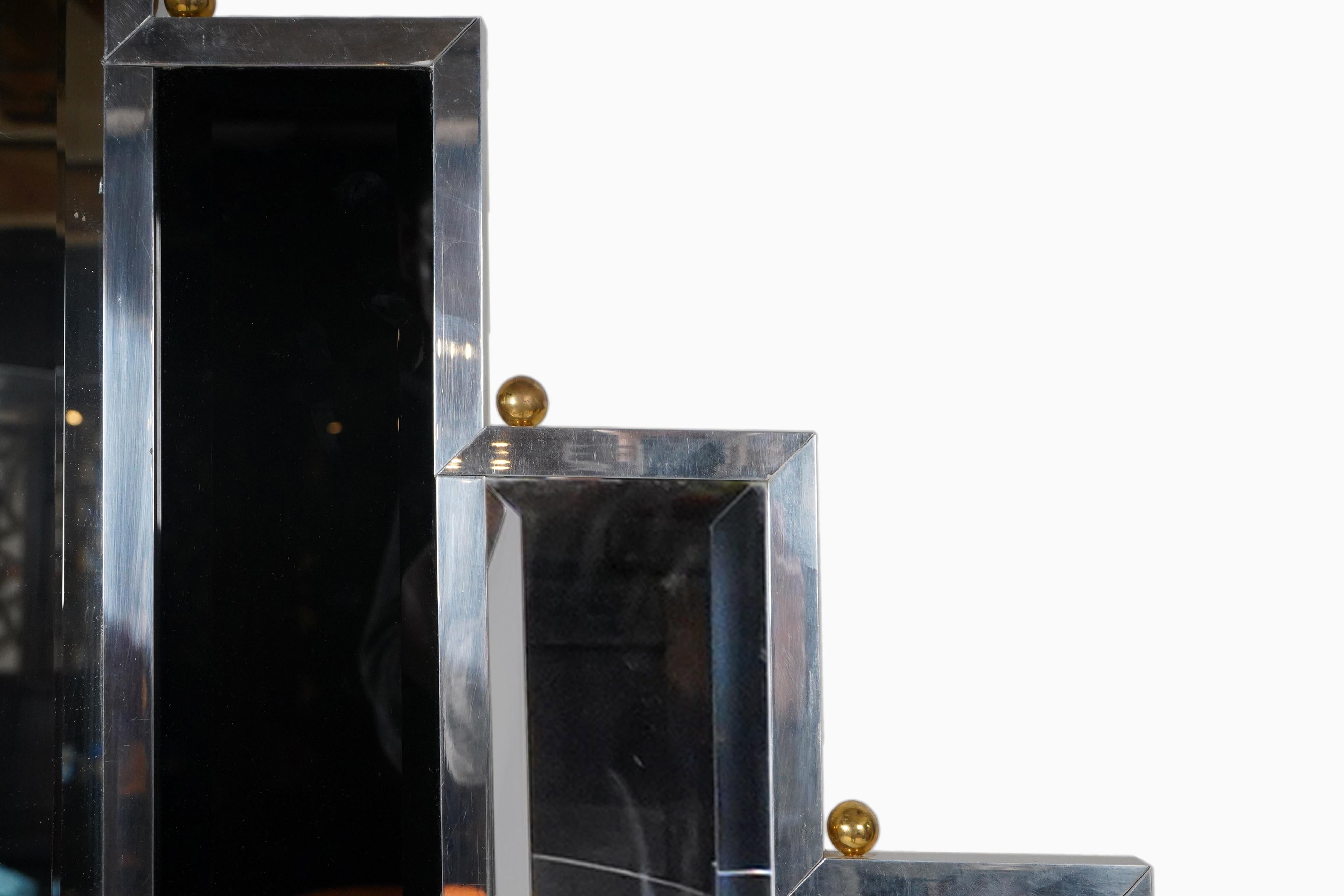 Spiegel im Art-Déco-Stil mit Chromrahmen (Glas) im Angebot