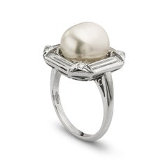 An Art Deco Style Natural Pearl And Diamond Cluster Ring