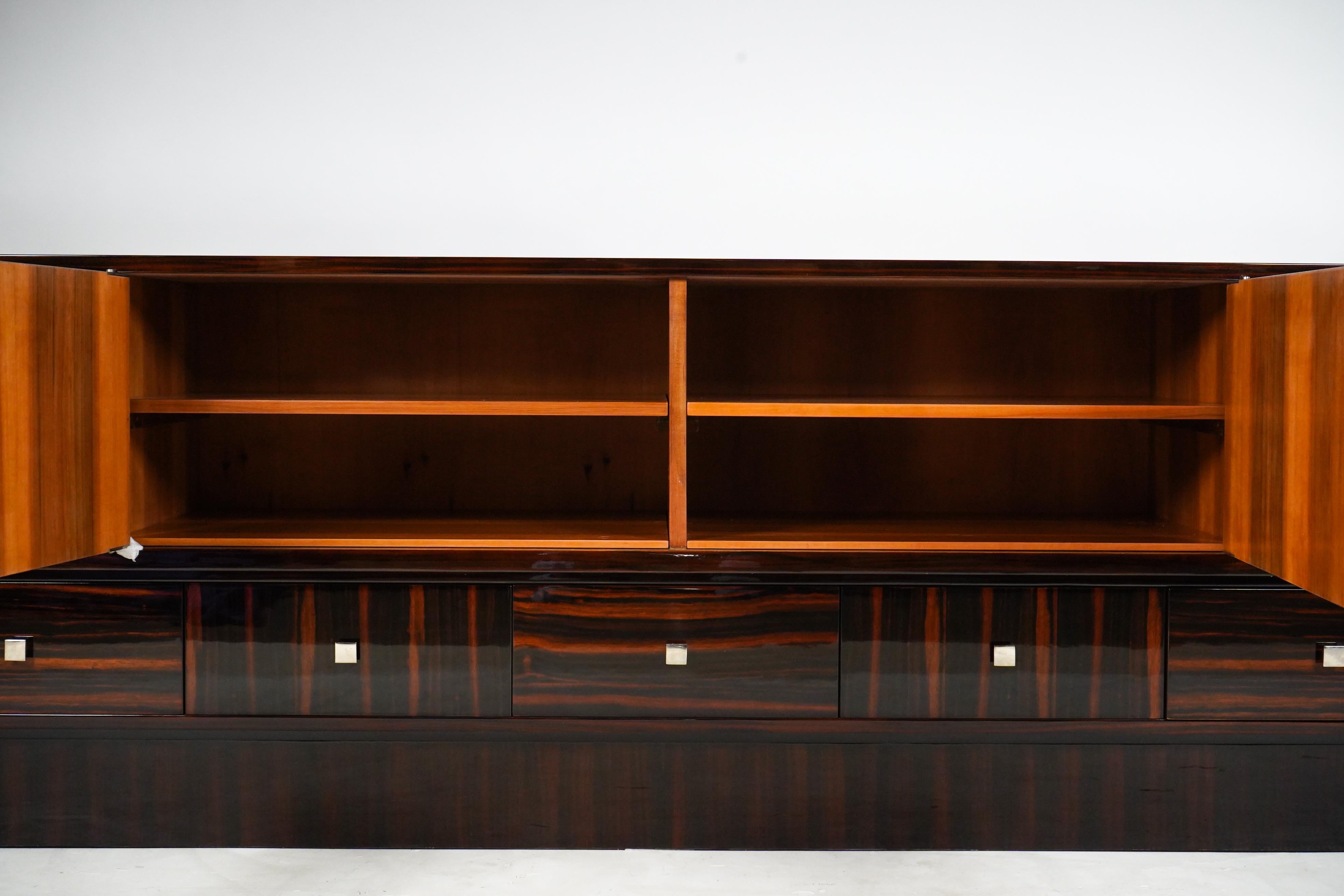 Art Deco Style Sideboard in Makassar Wood with Four Doors In Good Condition In Chicago, IL