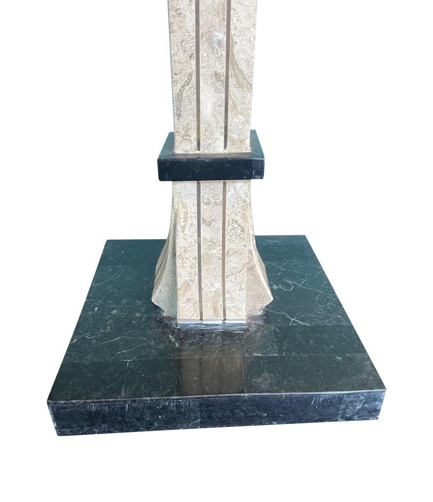 An Art Deco style tessellated marble floor lamp by Maitland Smith For Sale 5