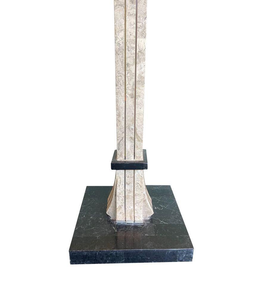 An Art Deco style tessellated marble floor lamp by Maitland Smith In Good Condition For Sale In London, GB