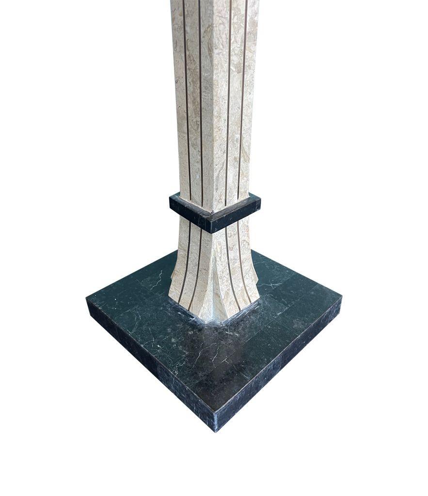 Brass An Art Deco style tessellated marble floor lamp by Maitland Smith For Sale