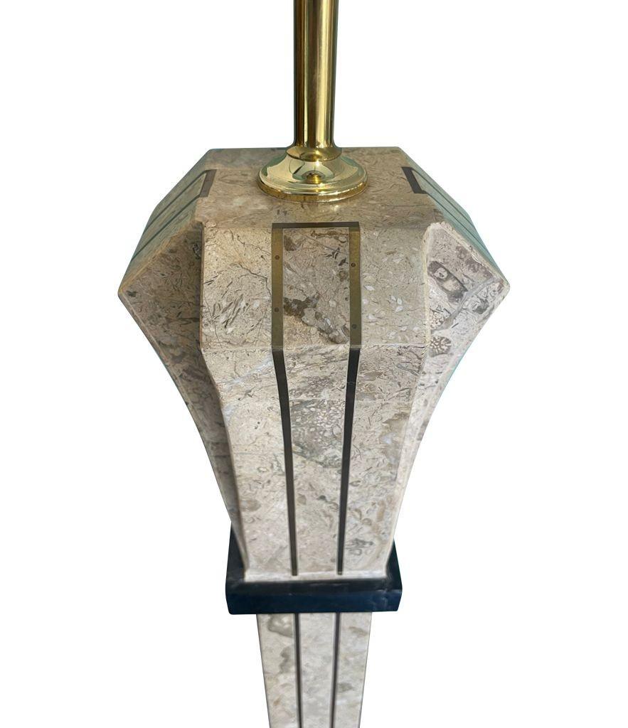 An Art Deco style tessellated marble floor lamp by Maitland Smith For Sale 2