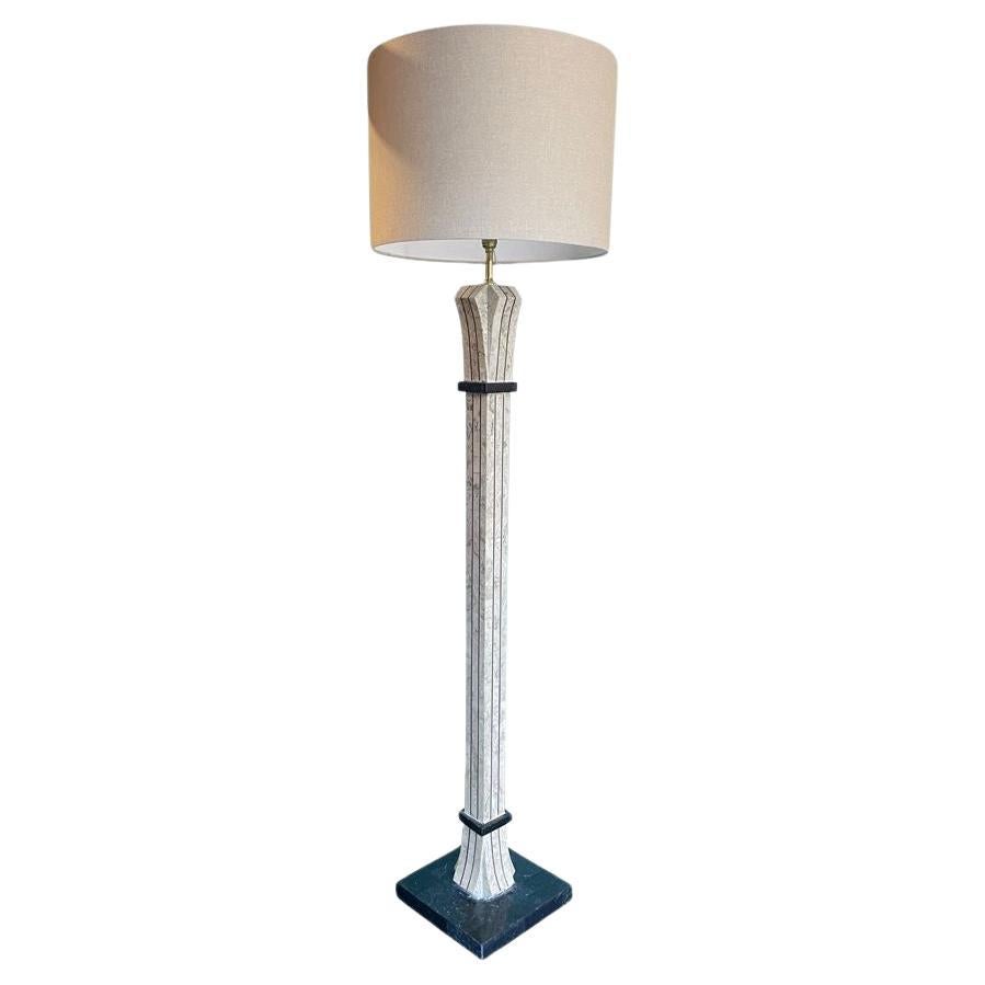 An Art Deco style tessellated marble floor lamp by Maitland Smith For Sale