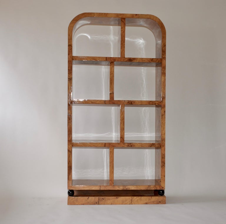 Art Deco Style Walnut Veneer Shelving Unit at 1stDibs