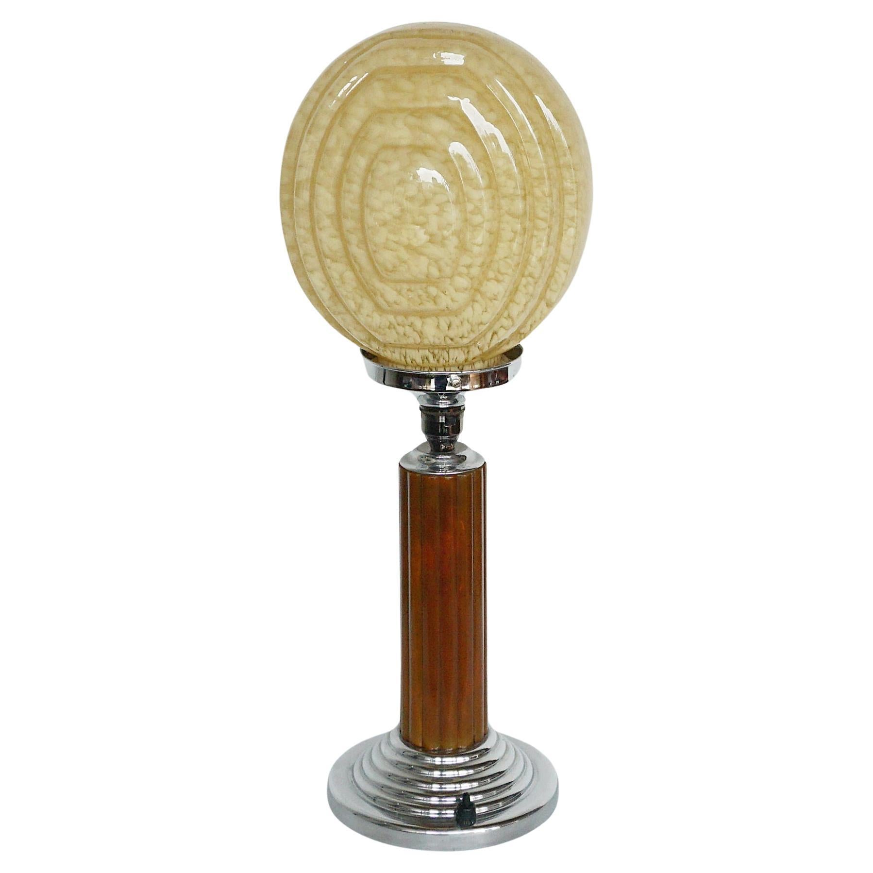 An Art Deco Table Lamp with Large Glass Shade