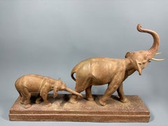 An Art Deco Terracotta Elephant Sculpture by Demetre Chiparus circa 1930