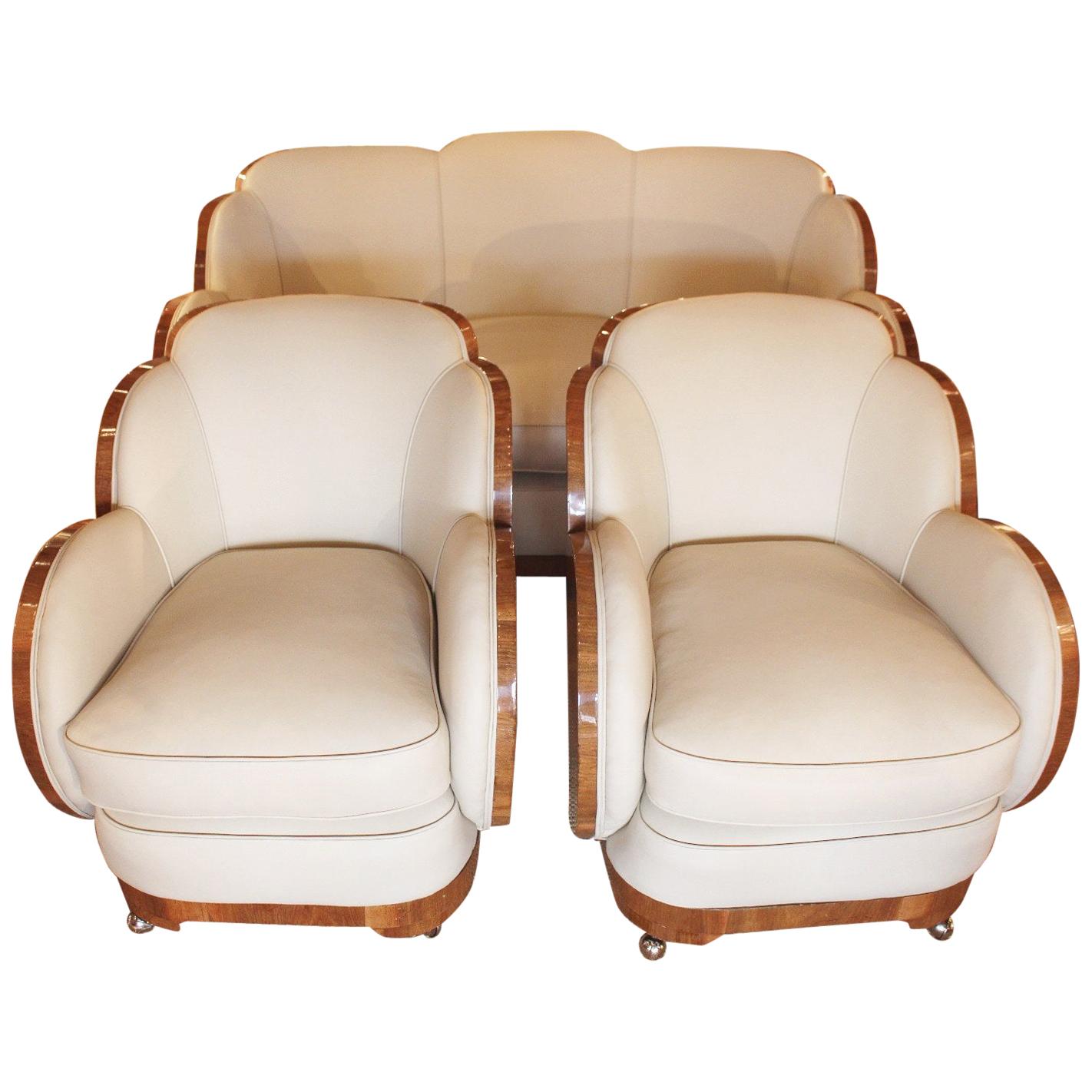 Art Deco Three-Piece Lounge Suite by Harry & Lou Epstein