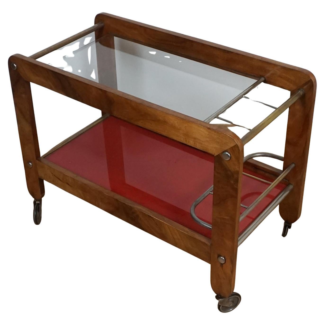An Art Deco Two Tiered Drinks Trolley For Sale