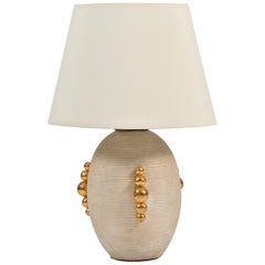 Antique Art Deco Unglazed and Gold Accents Ceramic Lamp