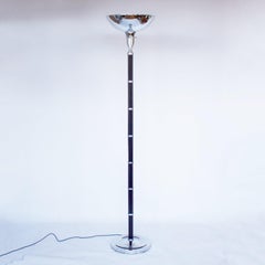 Art Deco Uplighter Floor Lamp Chromed Metal and Black Bakelite
