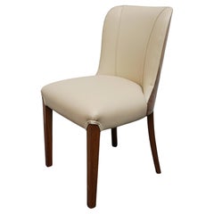 An Art Deco Walnut Side Chair in Cream Leather