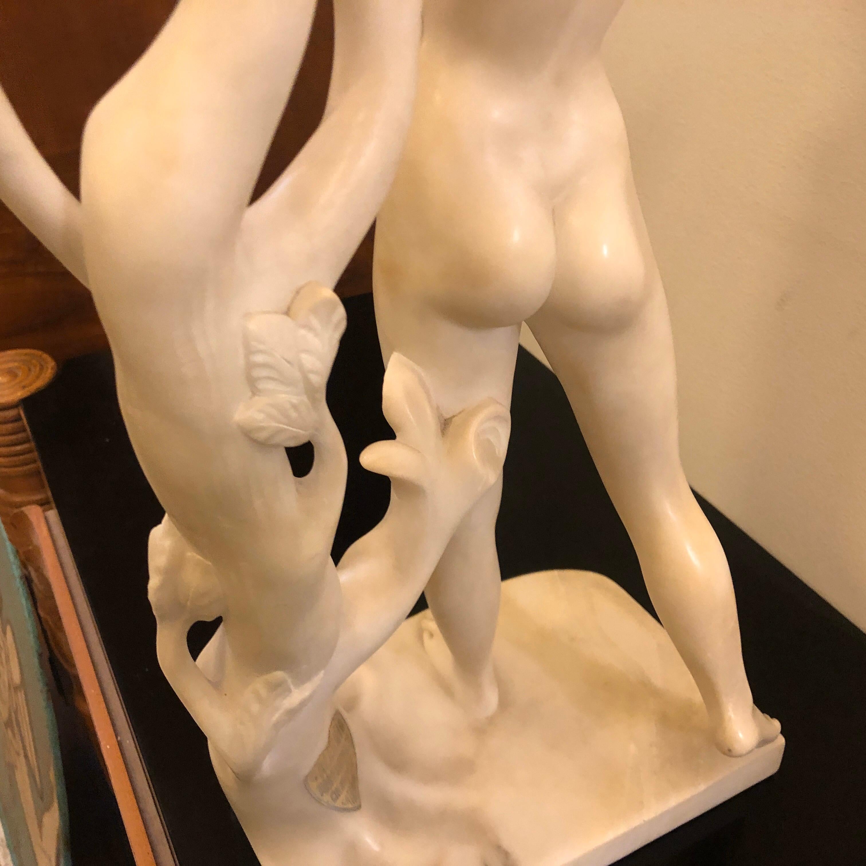 Art Deco White Marble Italian Diane Statue Unique Piece Made in 1930 8