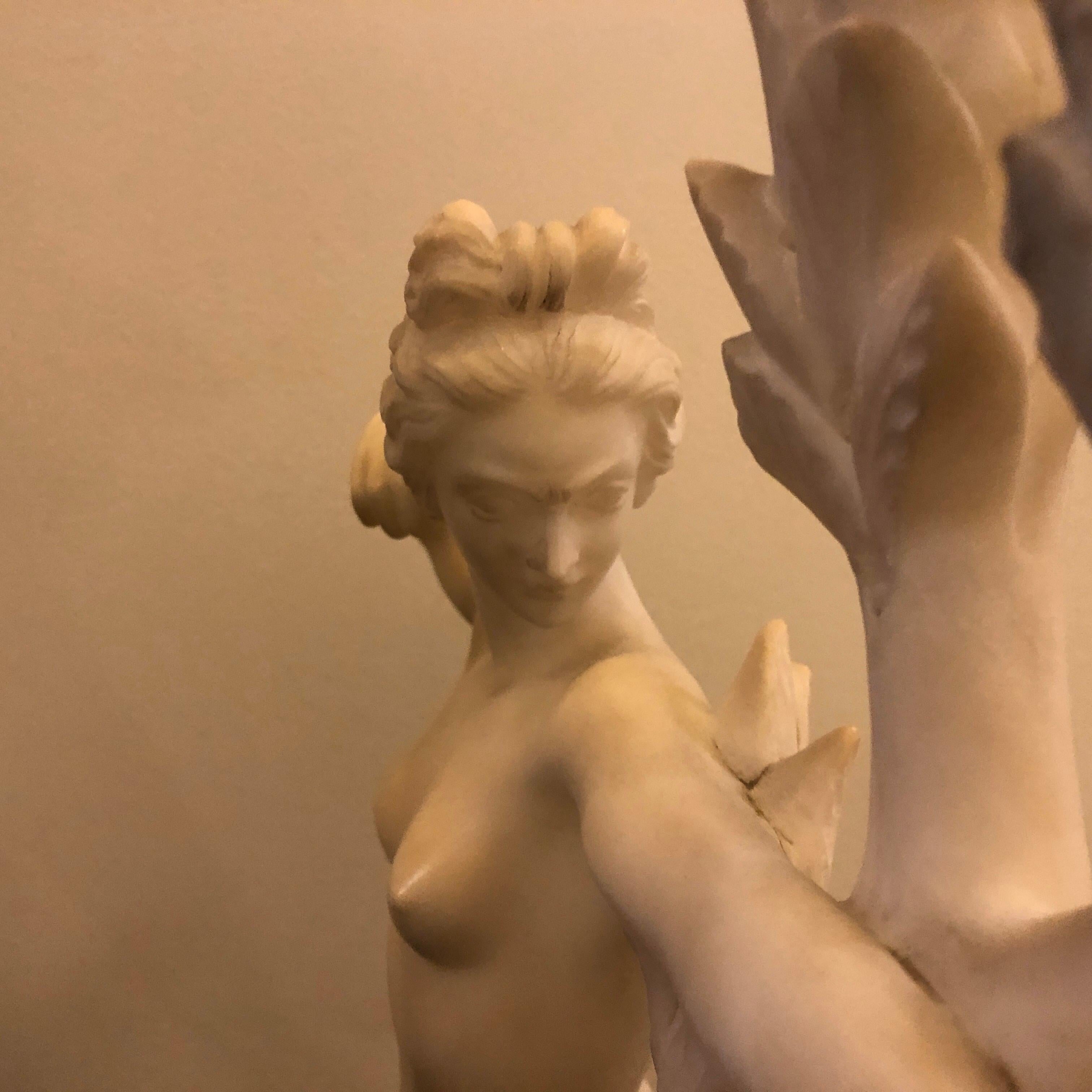 Art Deco White Marble Italian Diane Statue Unique Piece Made in 1930 10