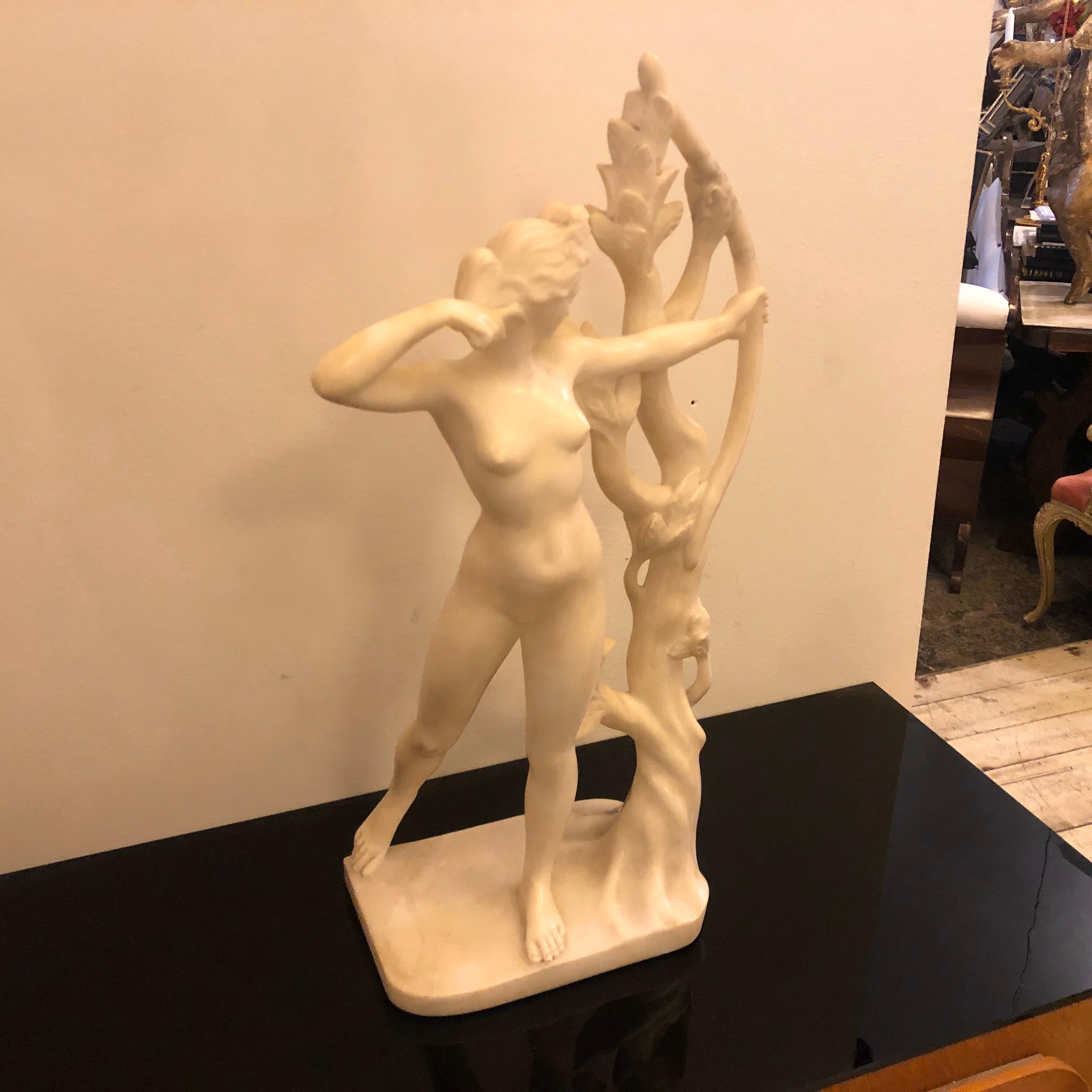 An amazing Diana statue, it's an unique piece handcrafted in Carrara, the statue has the original sticker of the shop who that sold it, this Sicilian shop closed in the 1940s.