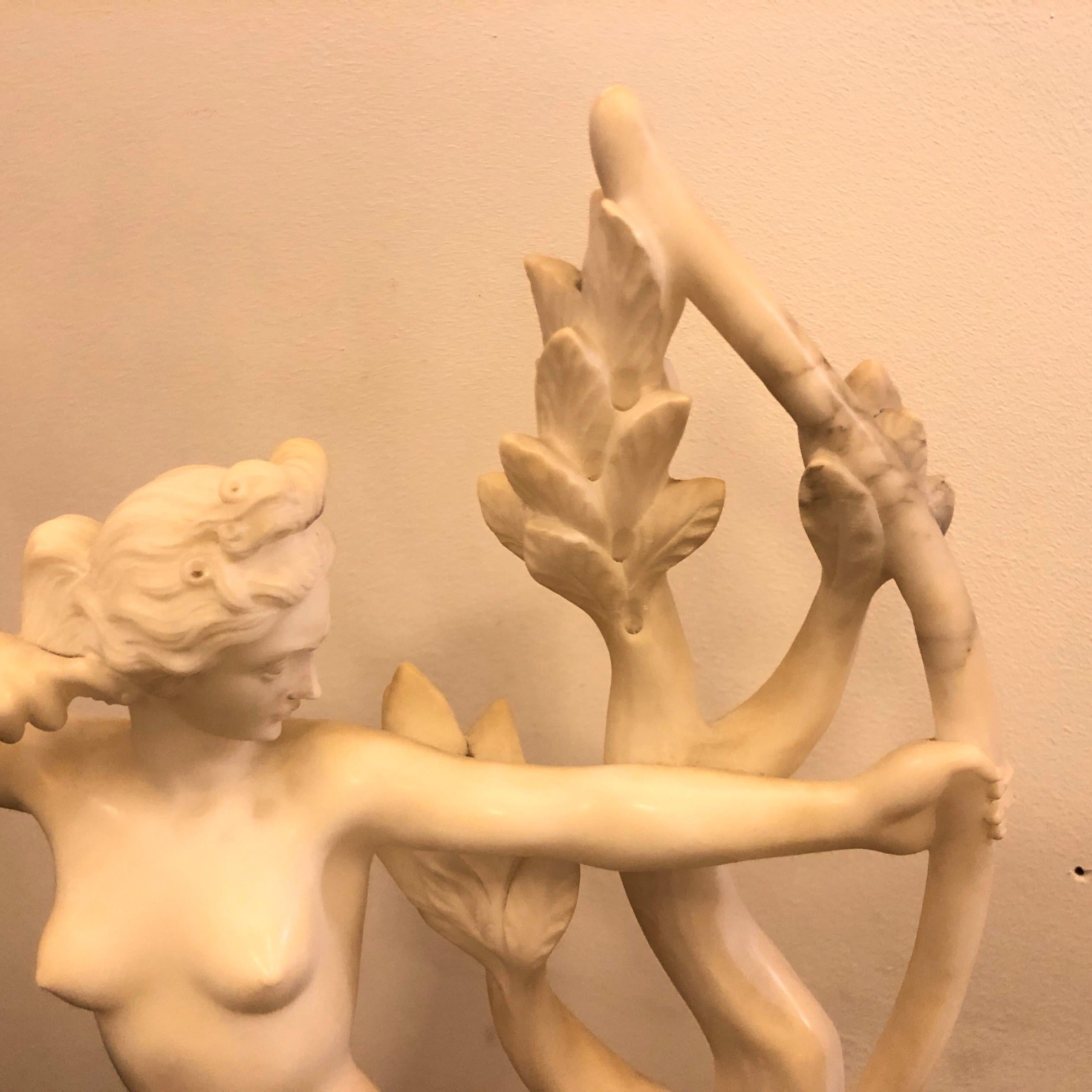 Art Deco White Marble Italian Diane Statue Unique Piece Made in 1930 In Good Condition In Aci Castello, IT