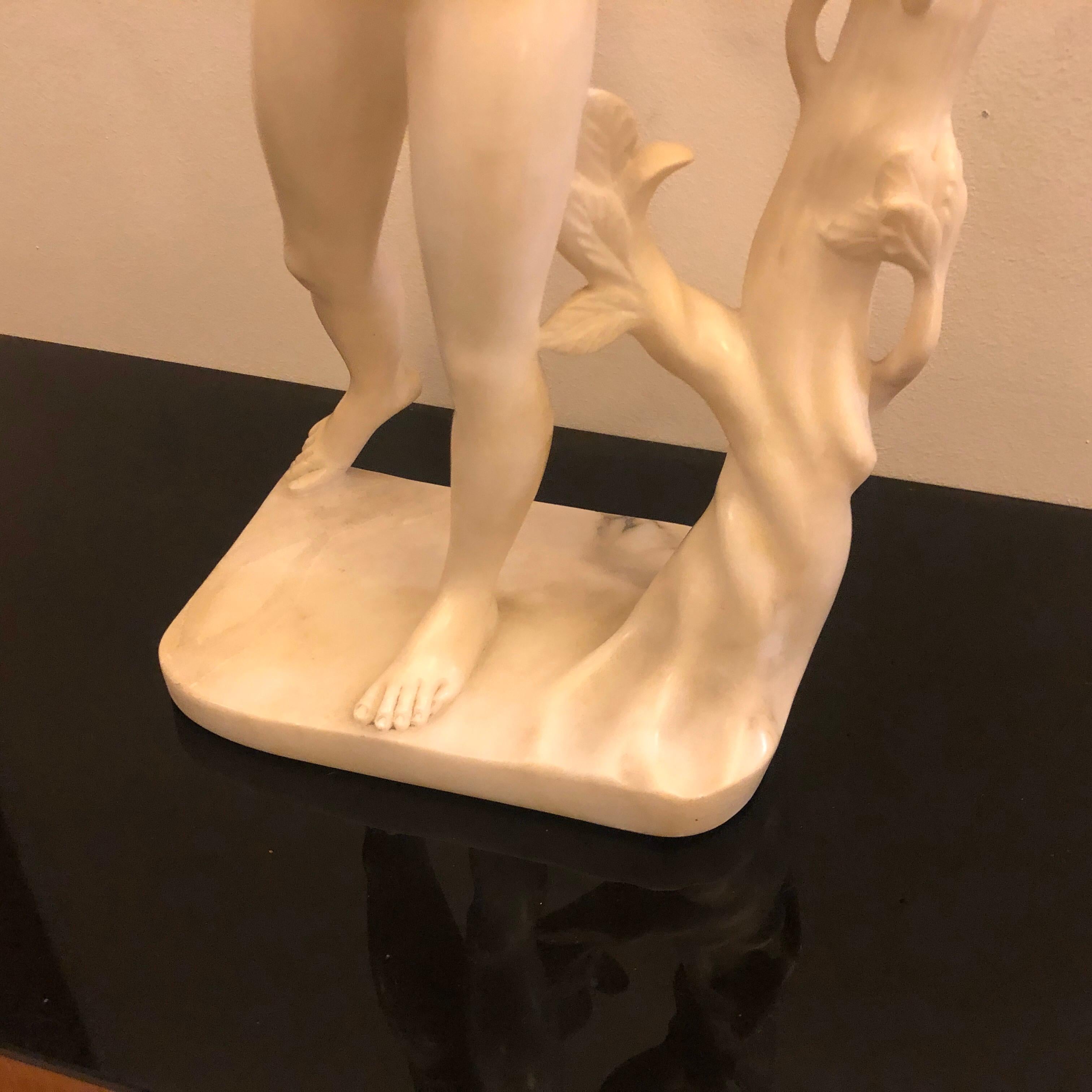 Carrara Marble Art Deco White Marble Italian Diane Statue Unique Piece Made in 1930