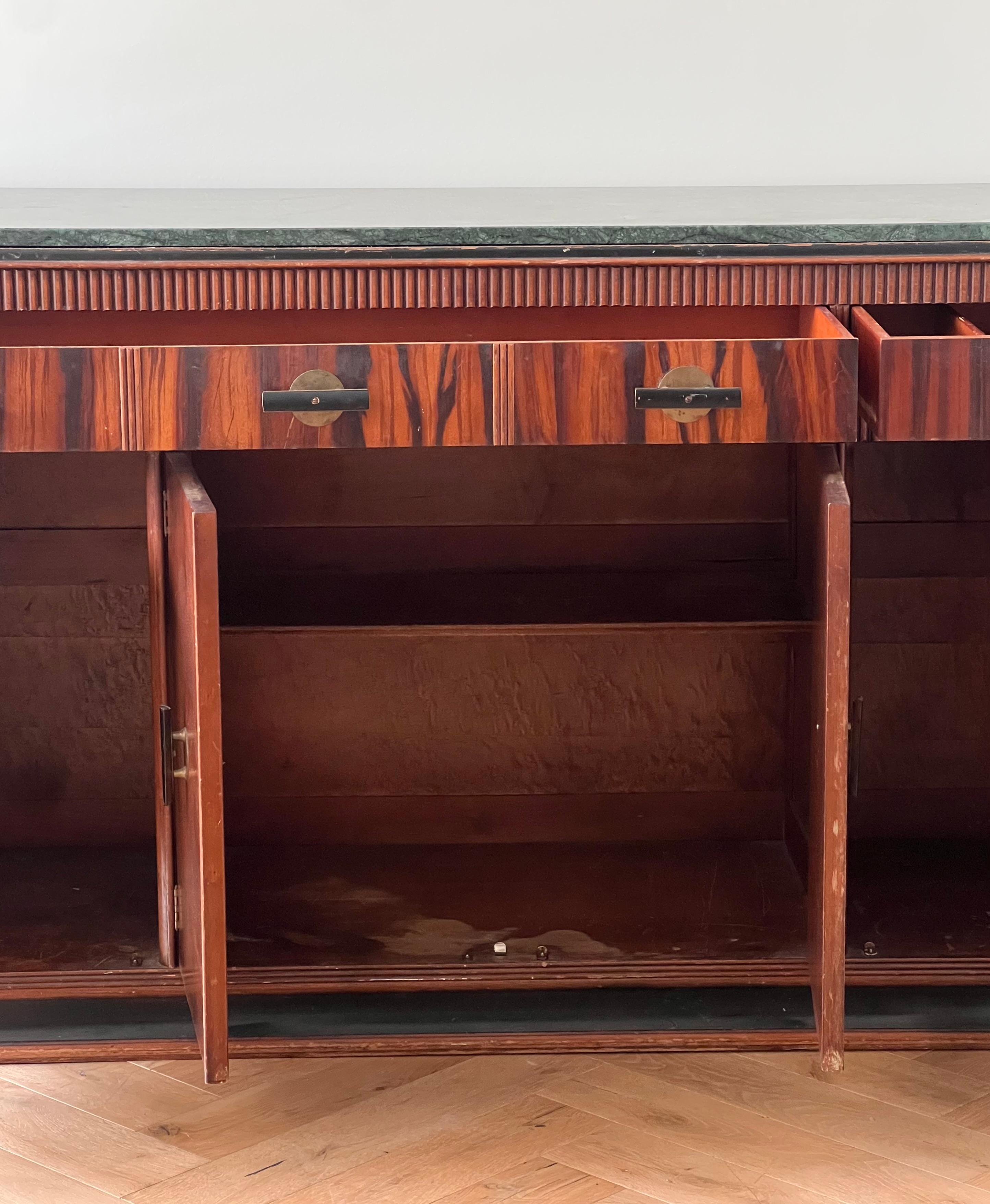An art deco wood and marble buffet by Built by John, late 19th century 3