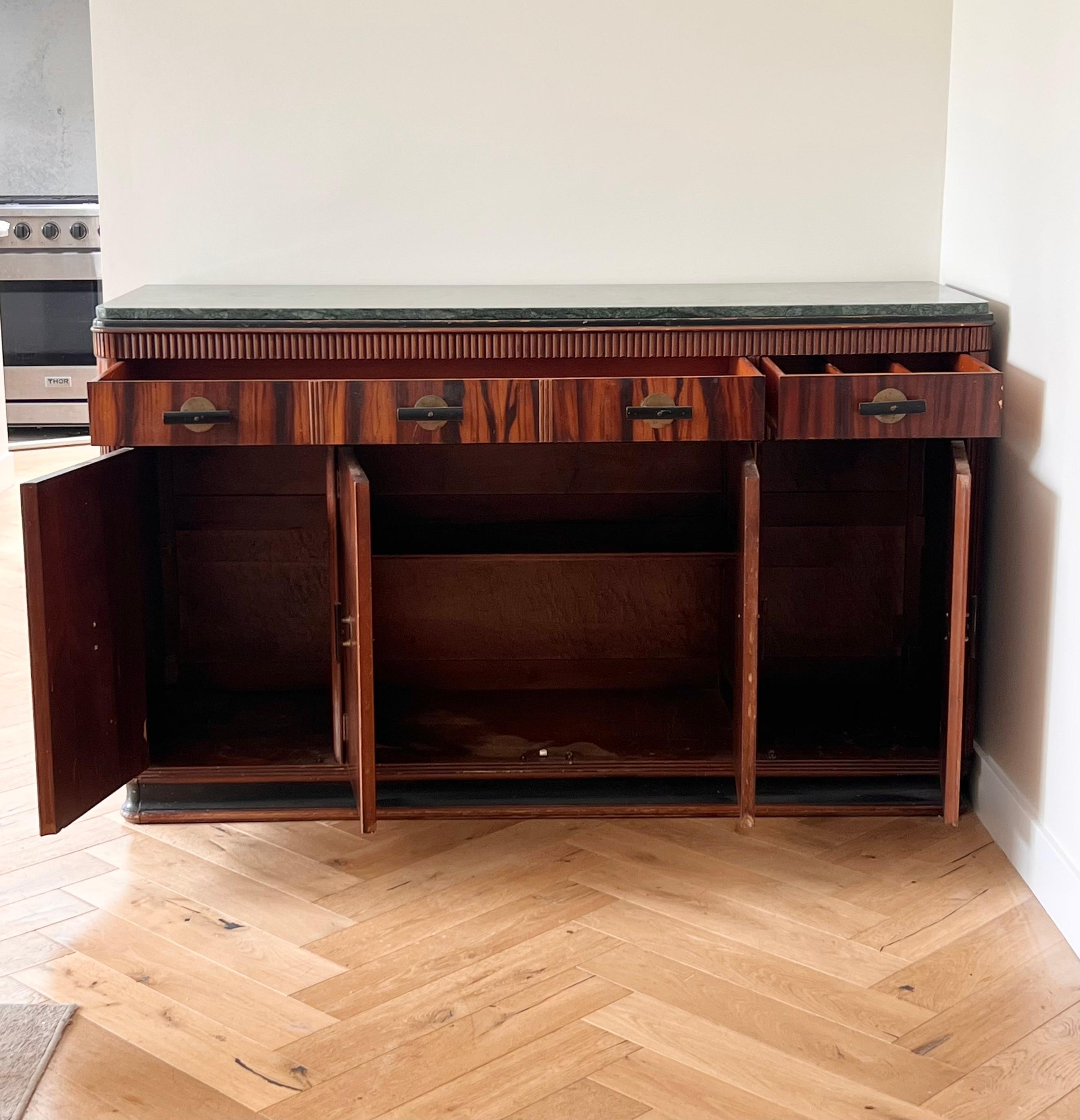 An art deco wood and marble buffet by Built by John, late 19th century 4