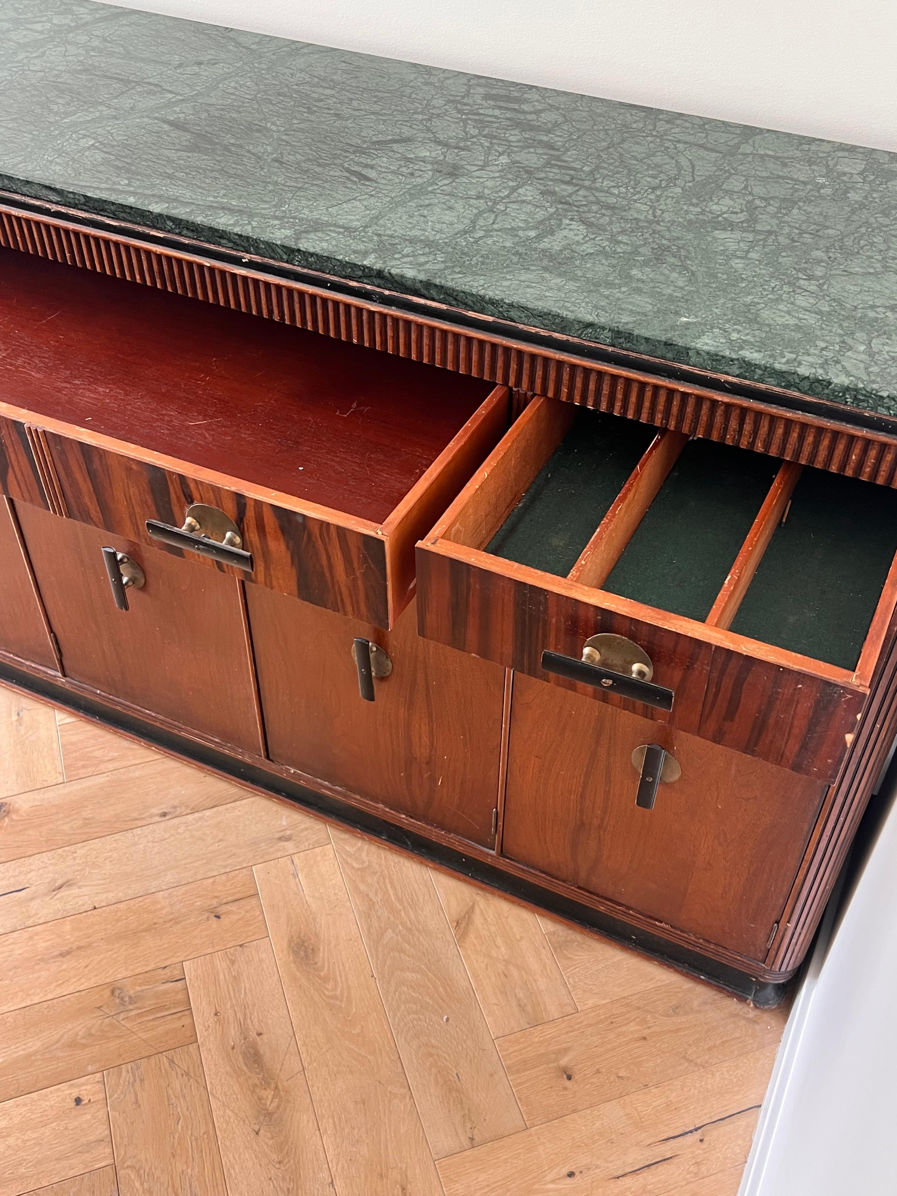 An art deco wood and marble buffet by Built by John, late 19th century 5
