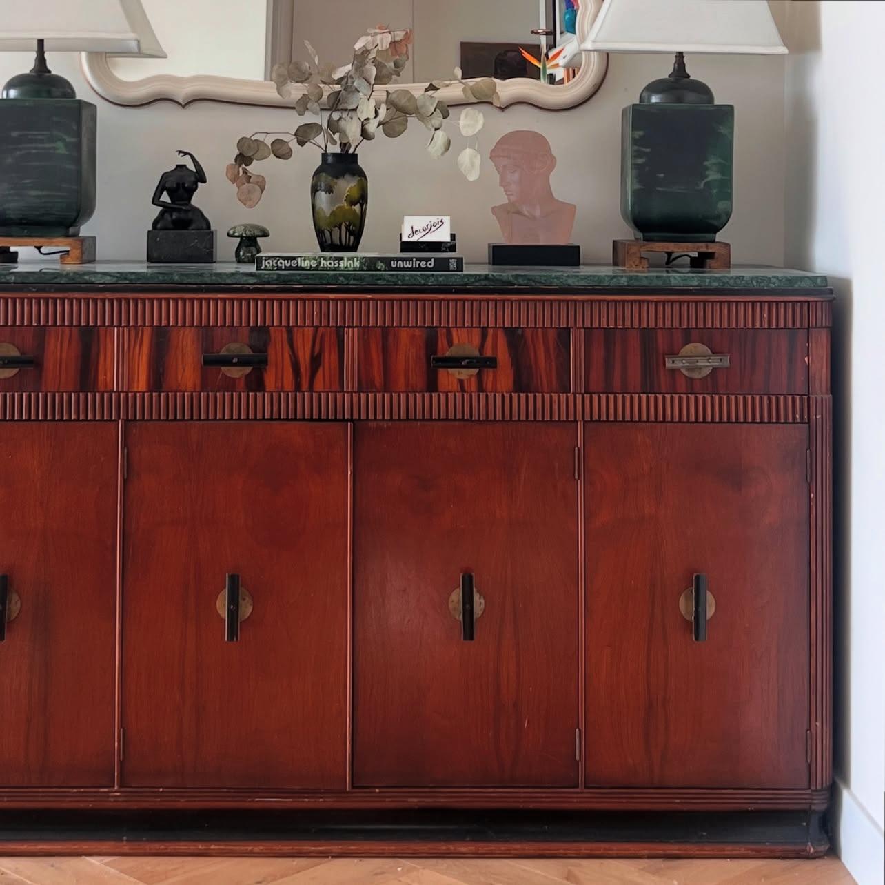 An art deco wood and marble buffet by Built by John, late 19th century 6