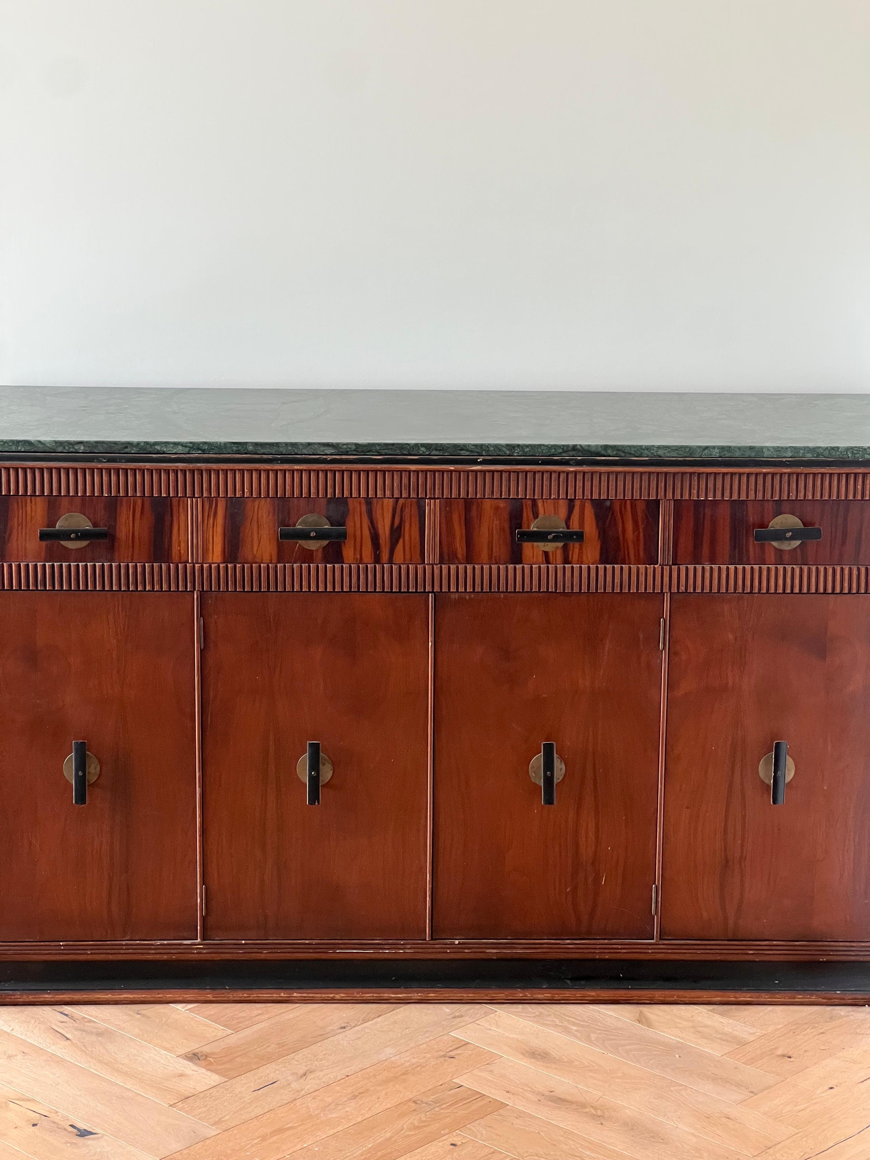 An art deco wood and marble buffet by Built by John, late 19th century 12