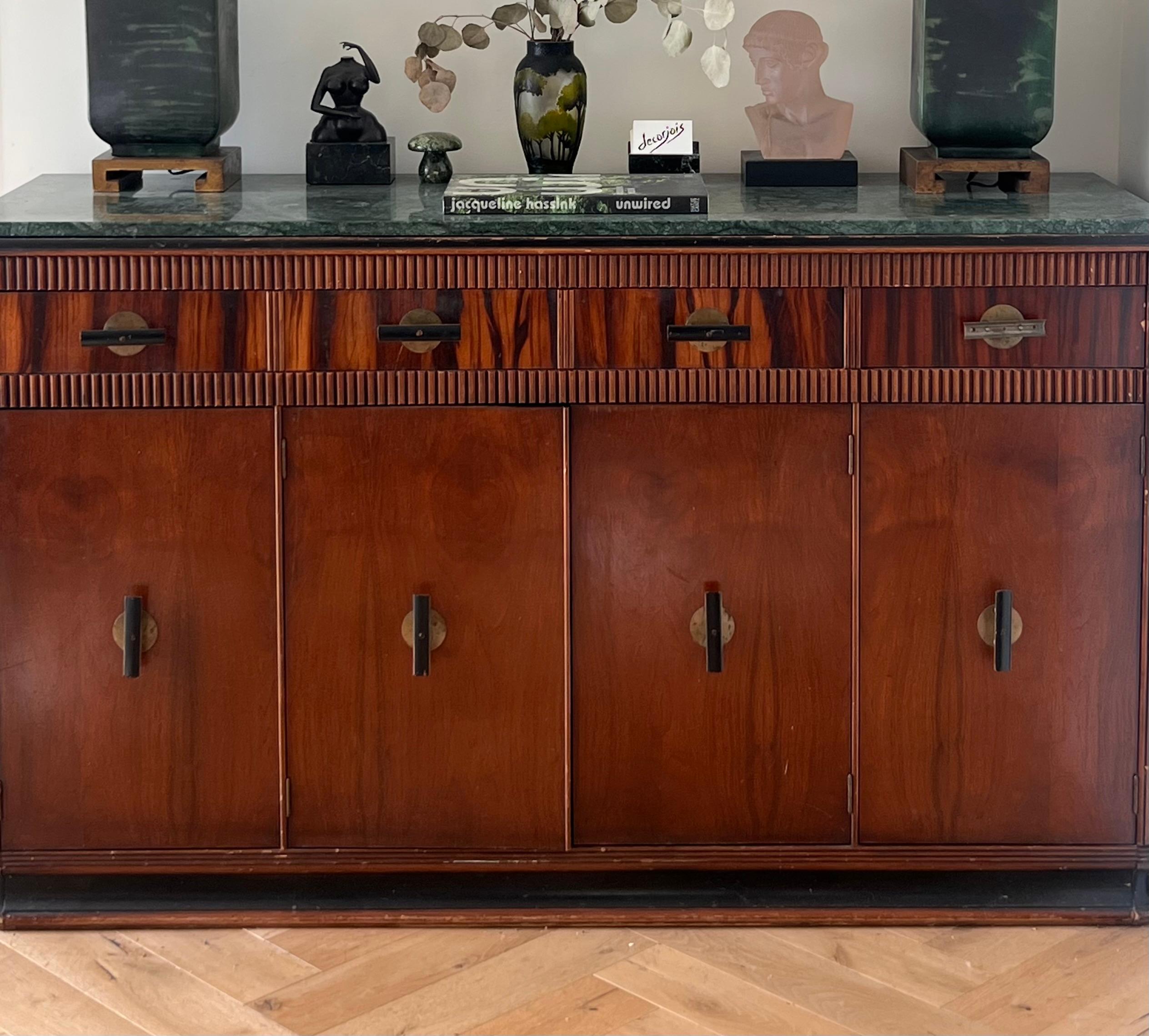 An art deco wood and marble buffet by Built by John, late 19th century 13