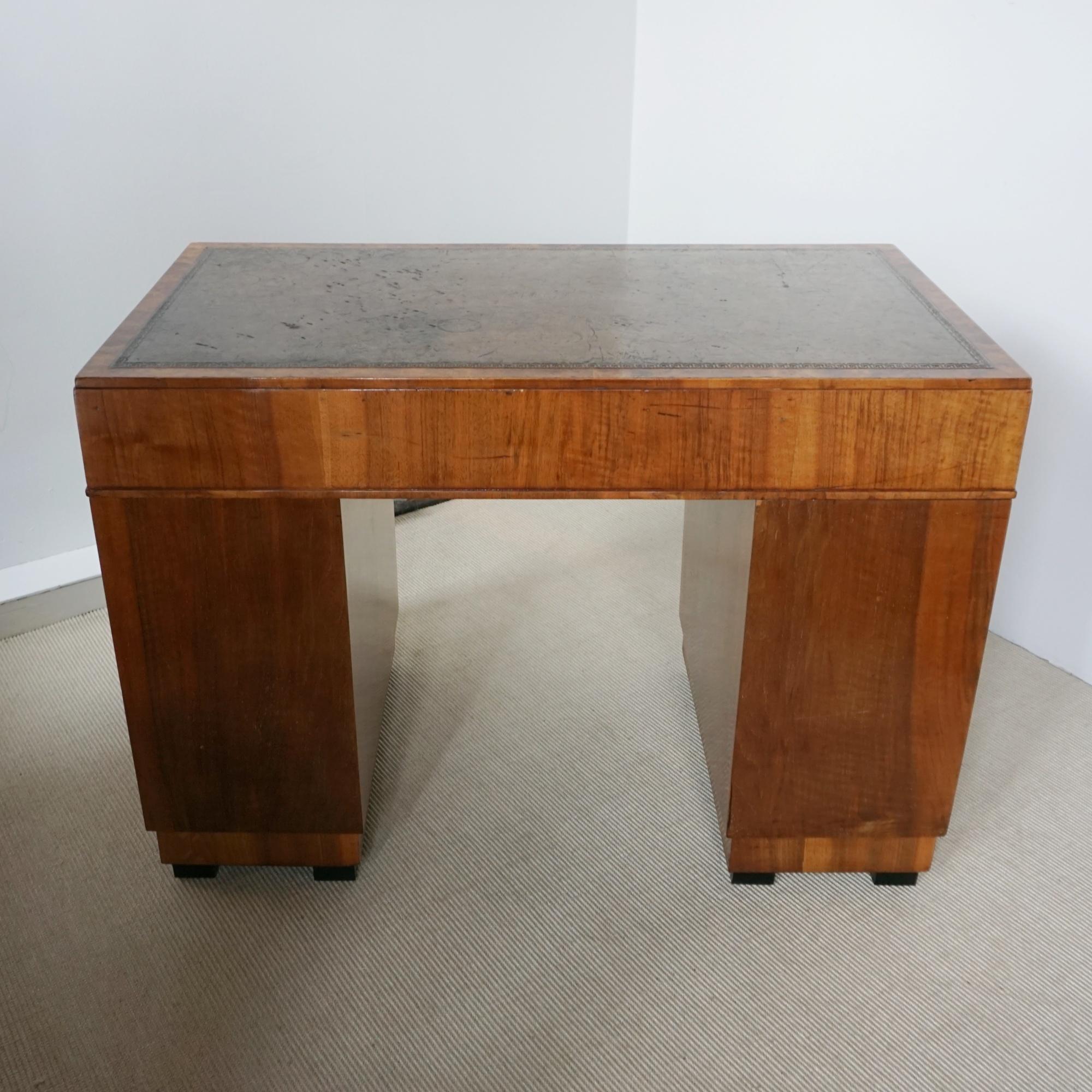 An Art Deco Writing Desk Attributed to Heal's Burr and Figured Walnut 12
