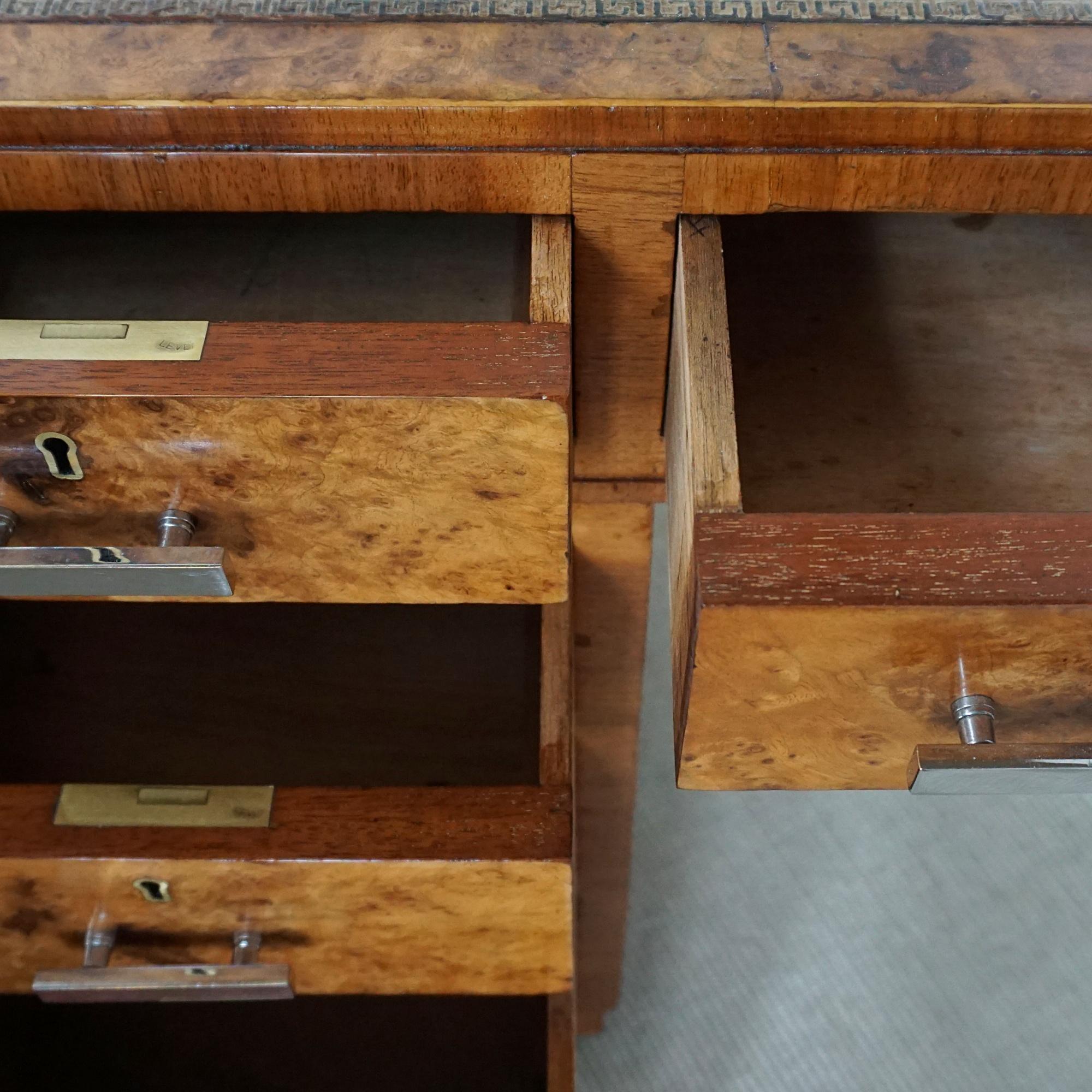 Early 20th Century An Art Deco Writing Desk Attributed to Heal's Burr and Figured Walnut