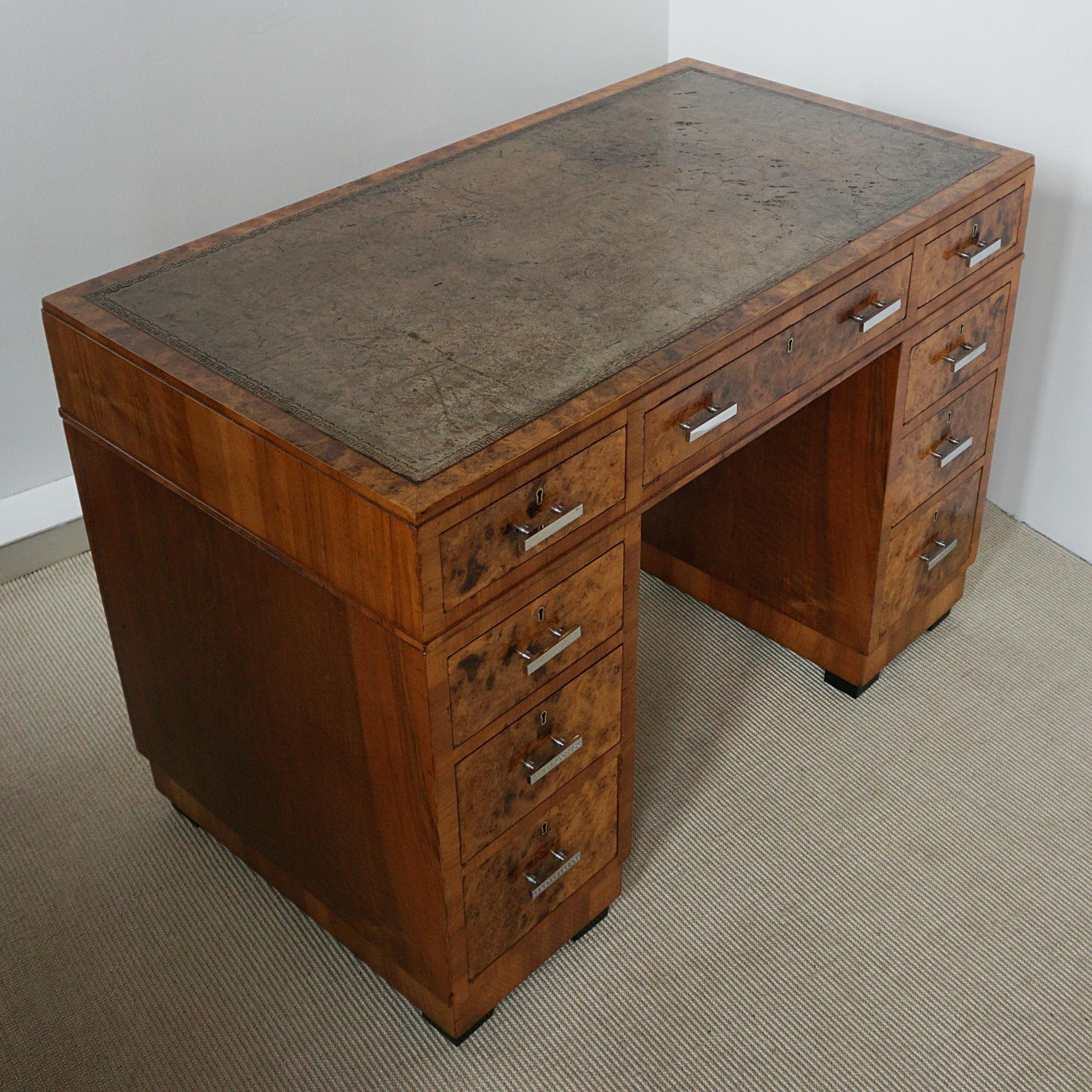 An Art Deco Writing Desk Attributed to Heal's Burr and Figured Walnut 3