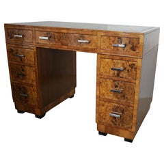 An Art Deco Writing Desk Attributed to Heal's Burr and Figured Walnut