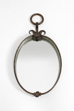 Art Deco Wrought Iron Oval Mirror