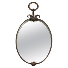 Art Deco Wrought Iron Oval Mirror