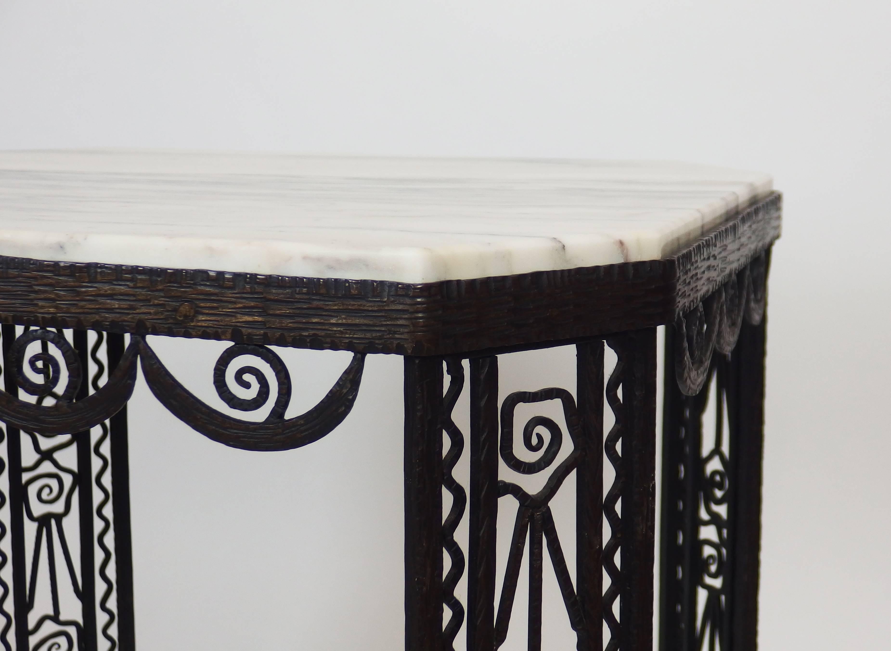 Enameled Art Deco Wrought Iron Side Table For Sale