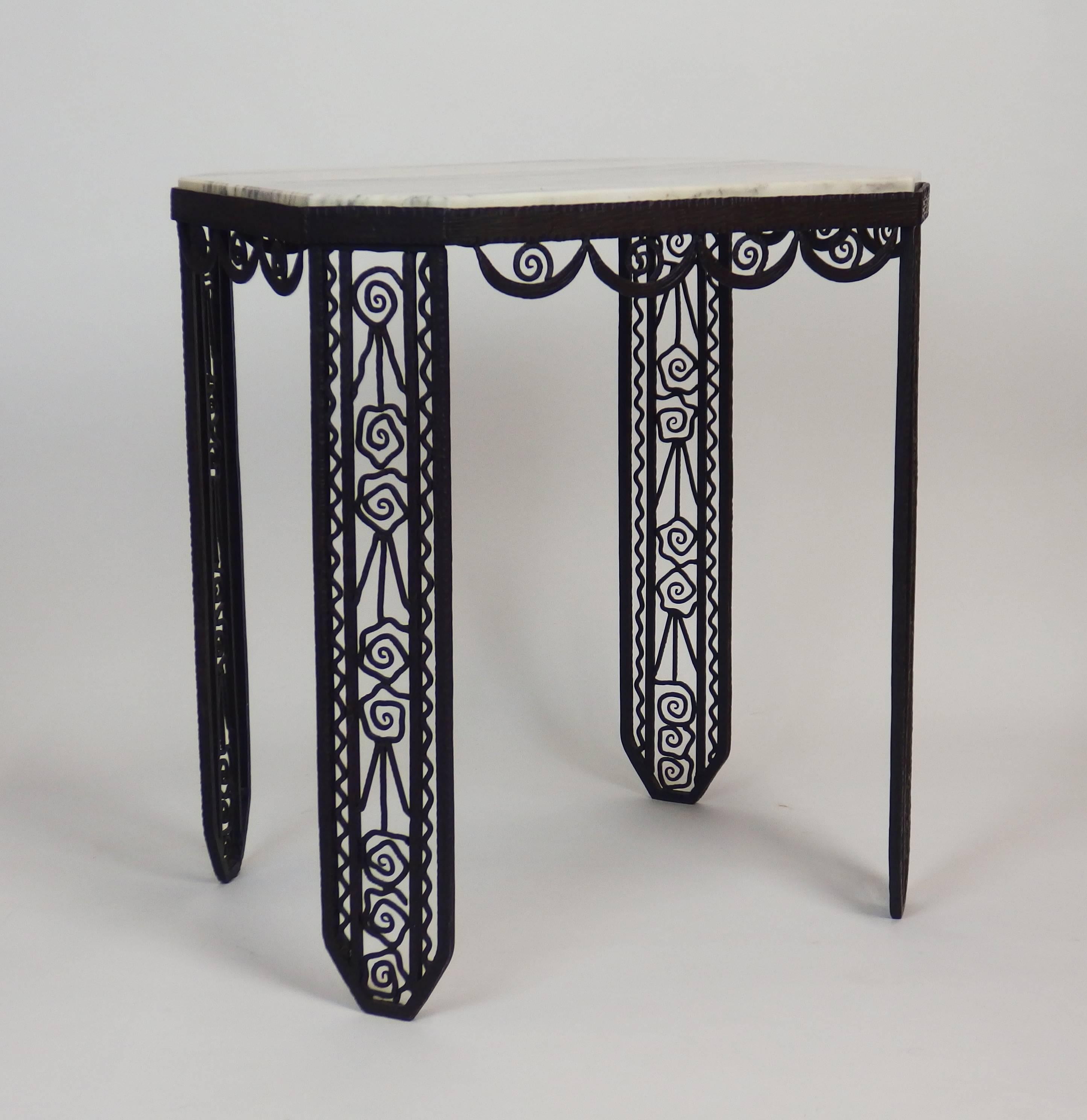 Art Deco Wrought Iron Side Table For Sale 3